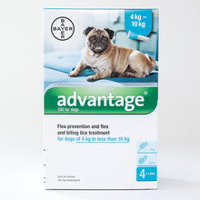 Advantage Medium Dogs weighing 4-10kg (8.8-22lbs) Aqua 4 Pack