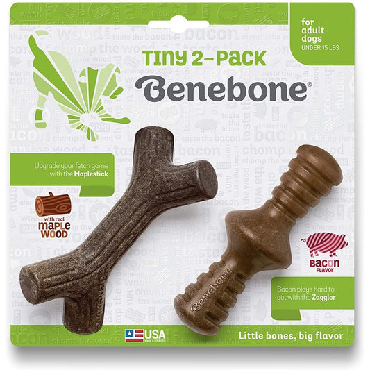 Benebone 2-Pack Maplestick/Zaggler Bacon Tiny Dog Chew Toy
