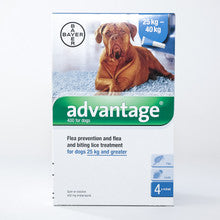Advantage 400 (azul) Spot on para perros extragrandes de 25 a 40 kg (más de 55 libras), paquete de 4